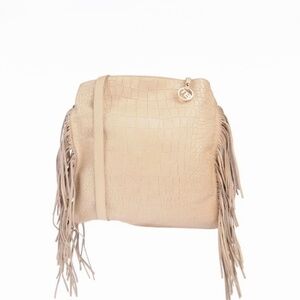 Tosca Blu Leather Embossed Fringe Cross-body Bag